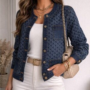 Denim Houndstooth Jacket